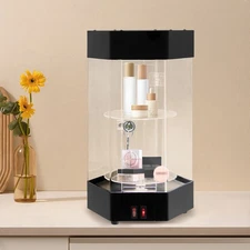 Electric Rotating Clear Display Case W/ 2 LED Lighting Hexagonal Display Case