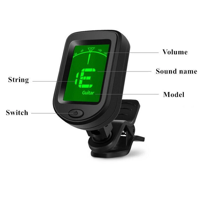 1/4PK Clip-On LCD Clip-on Digital Tuner for Guitar Bass Violin Ukulele Chromatic - Bild 4 von 4