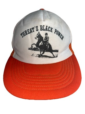 #ad Threats Black Power Horse Orange VTG Foam SnapBack Mesh Trucker Hat $20.99