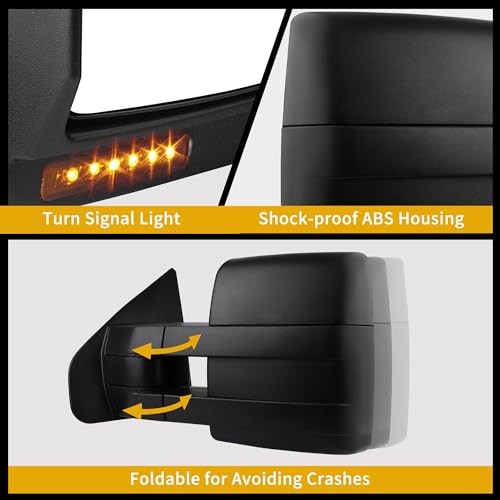 Espejo retrovisor de remolque compatible con espejos retrovisores para camioneta serie F150 2007-2014, ajuste eléctrico térmico - Imagen 8 de 8