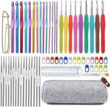 Mayboos 72 Pcs Crochet Hooks Set, Crochet Hooks Kit Plus Large Eye Blunt Nee...