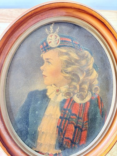 Vintage schottische Drucke Anne Allaben Jamie Jeannie Lad Lass ovale Holzrahmen - Bild 2 von 10