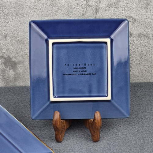 5 Pottery Barn Asian Square Egg /Sushi Roll Plates Blue 6" Retired Pattern - Picture 3 of 11