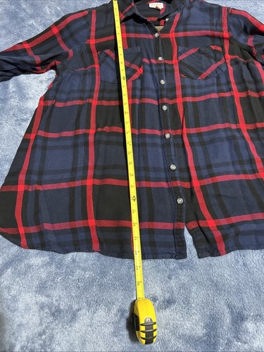Ingrid & Isabel Maternity XL Flannel Shirt Red Blue Plaid Button Up Long Sleeve - Picture 7 of 13