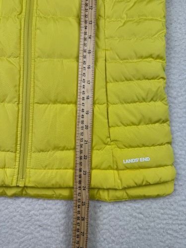 Lands End Womens Goose Down Puffer Vest Yellow Full Zip Pockets Insulated Small - Picture 6 of 7