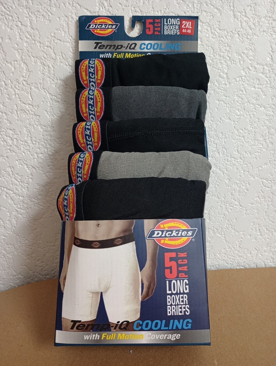 Dickies 5 Pack Long Boxer Briefs Temp-IQ Cooling 2XL 44-46