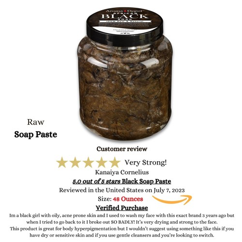 Raw African Black Soap PASTE 100% Pure Natural Body & Face Wash For Acne Scars - Picture 5 of 34