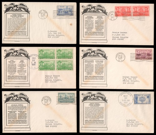 RARE - US 1936 Sc 785-794 (20) Army & Navy Complete Set Anderson First Day FDCs - Picture 3 of 5
