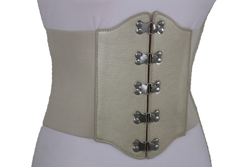 Women Wide Corset Belt Fashion High Waist Hip Champagne Elastic Gold Fits L- XXL - Picture 12 of 12