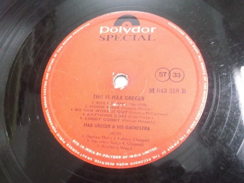 MAX GREGER  POLYDOR SPECIAL   kiss of fire/safari trumpet RARE LP  INDIA VG+ - Foto 3 di 4