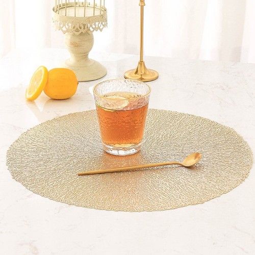1Pcs Golden Placemats Washable PVC Waterproof Woven Table Mats Non-Slip - Picture 14 of 29