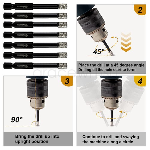 10Pc 6mm Dry Diamond Drill Bits For Porcelain Granite Tile Glass Ceramics Marble - Picture 9 of 11