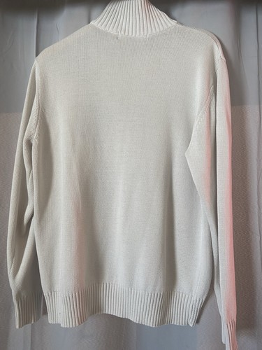 Oscar De La Renta 1/4 Zip White With Grey Argyle Designer Pullover Sweater L - Picture 14 of 24