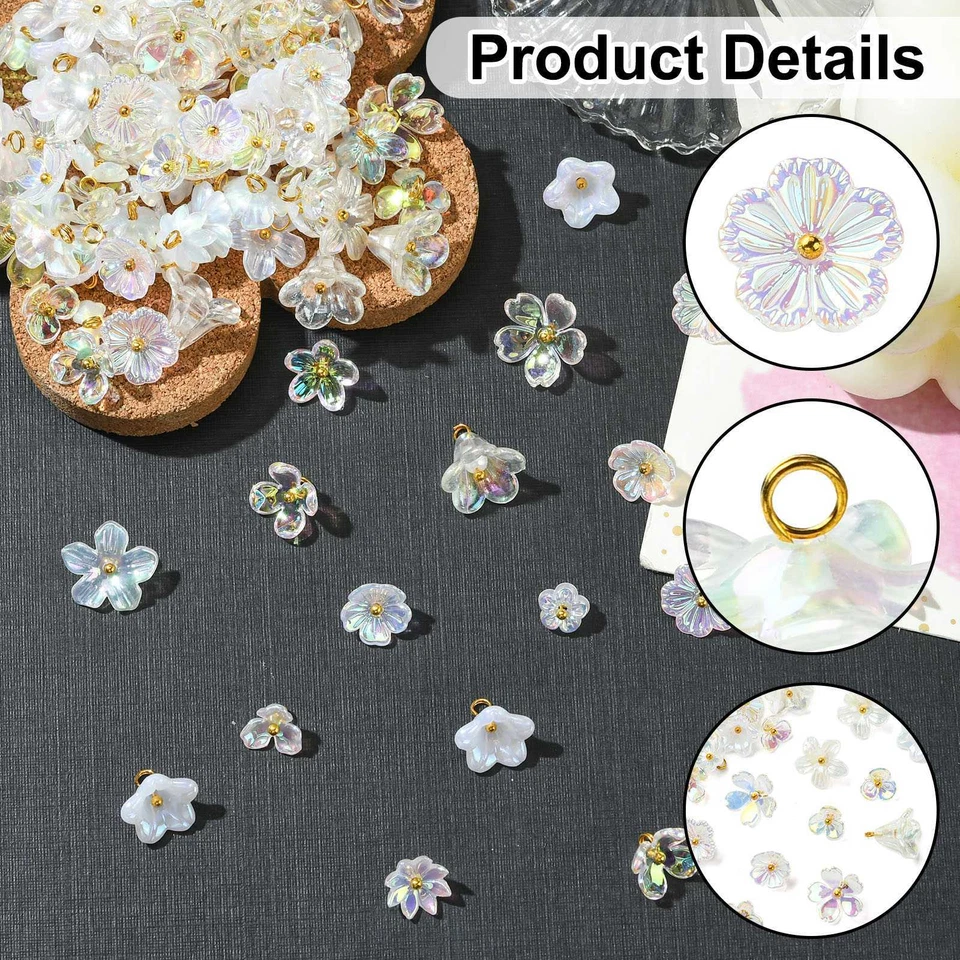 150 шт. подвески в смешанных стилях акриловые цветы бусины подвески для ювелирных изделий - Изображение 3 из 4