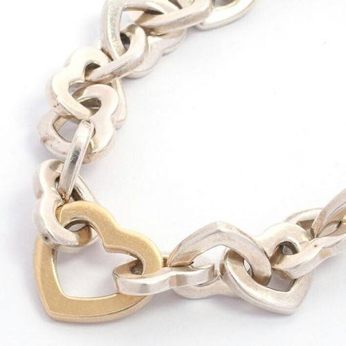 Pulsera Tiffany and Co corazón eslabones plata de ley 925 750 18K - Imagen 2 de 5
