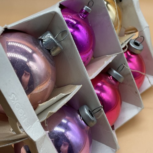 Mercury Glass Christmas Vintage Baubles Tree CHRISTMAS Purple Pink Medium X6 - Picture 6 of 8
