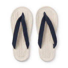 MUJI Washable Cotton Room Sandals Slippers Unisex Thong Strap Navy Size L