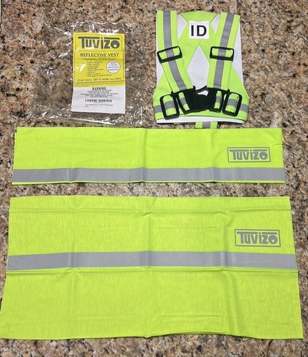 Tuvizo gelb reflektierende Riemen Sicherheitsweste & 2 Bandanas Neu in Verpackung - Bild 2 von 6