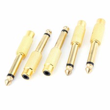 5 Pcs 6.35mm Male Stereo Jack to RCA Female Audio Adapter Connector
