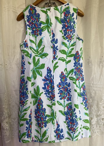 Lilly Pulitzer Womens Ricci Shift Dress Lattice Front Design Blue Bonnets 10 - Picture 12 of 13