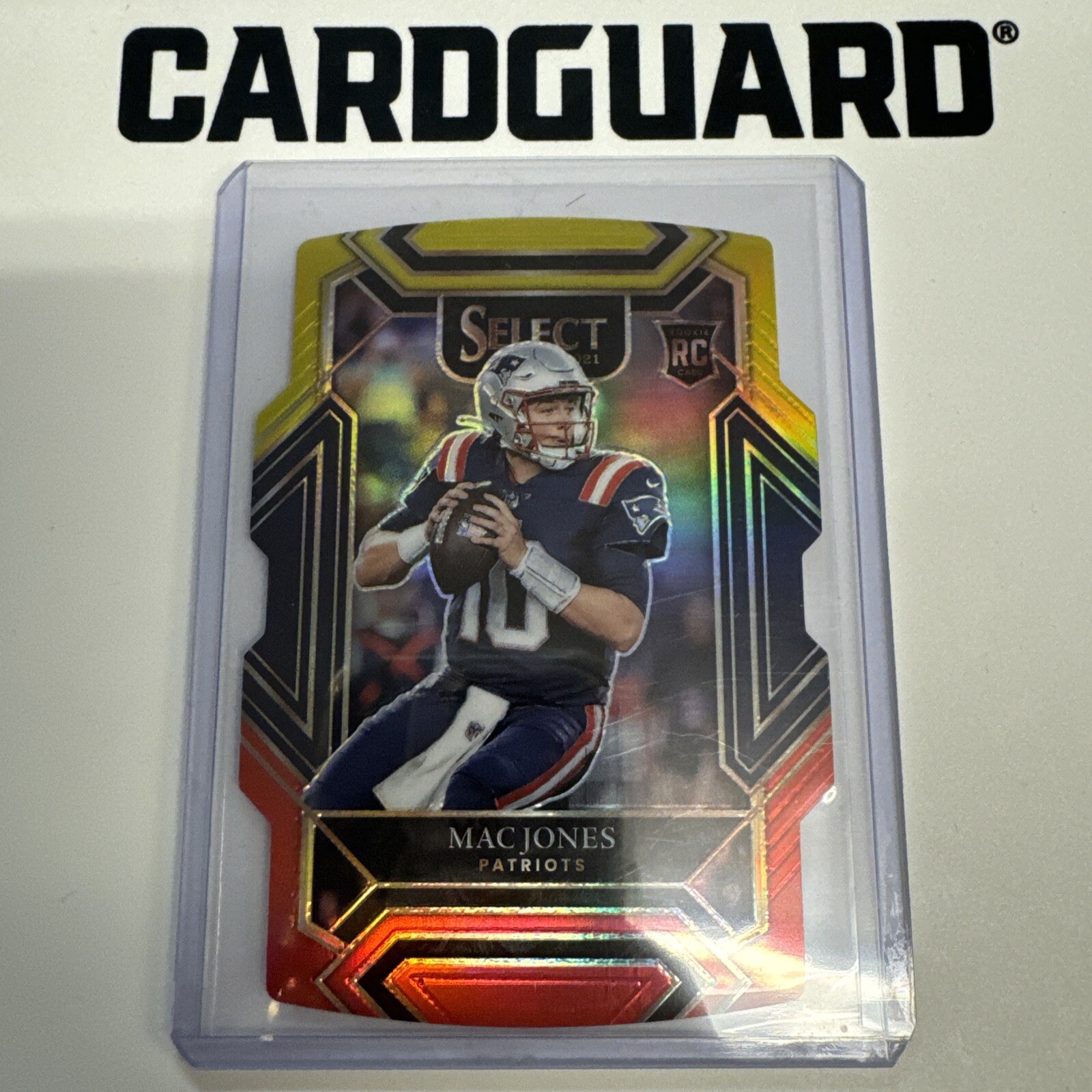 2021 Panini Select Mac Jones Yellow Red Prizm Die-Cut Rookie RC #51 49ers SP
