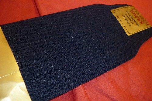 CALZE STRETCH DA UOMO NOS NYLON ANNI '60 USA OVER THE POLF LUNGHEZZA EXECUTIVE BLU - Foto 7 di 12