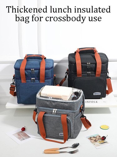 Bolsa de aislamiento de almuerzo engrosada cruzada de moda europea y americana con - Imagen 23 de 27