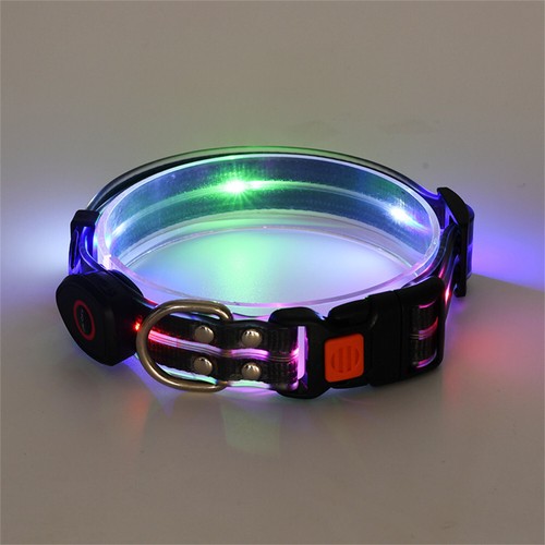 LED Dog Collar Nylon Pet Puppy Glow Flashing Light Lead Leash Night Safety - Picture 25 of 36