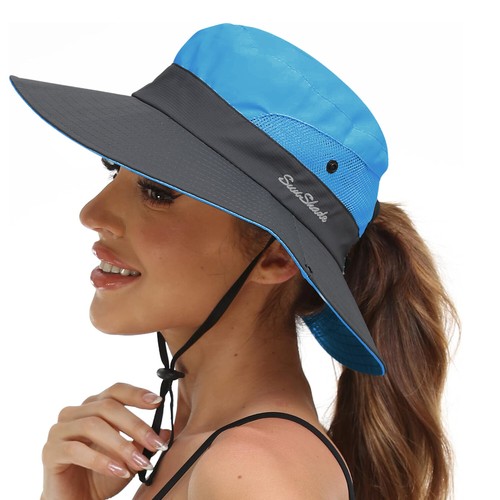 Women's Wide Brim Shade Sunscreen Sun Hat Cowboy Hat Foldable Exposed Braid - Picture 26 of 27