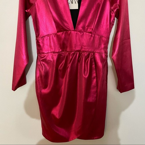 Zara laminated mini dress fuchsia medium 9665/757 - Picture 6 of 10