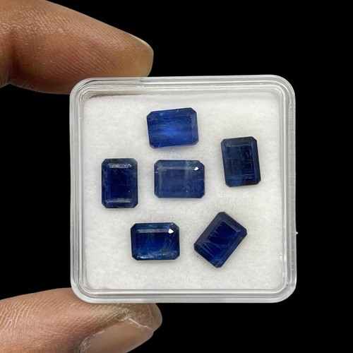 12 Cts/6 Pcs Natural Kyanite 8x6mm Emerald Cut Loose Untreated Gemstones - Picture 6 of 6