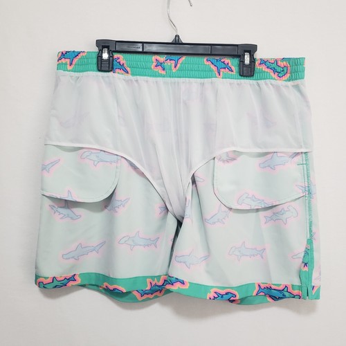 Chubbies Swim Trunks Mens XXL Mesh Lined Hammerhead Shark Aqua The Apex Vacation - 第 9/15 張圖片