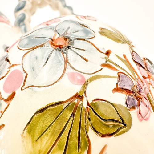 Ainring Keramlk Handarbeit Cut Floral Ceramic Clay Pitcher Austria Handmade - Picture 9 of 12
