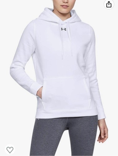 Under Armour Womens Hustle Fleece Hoodie , White (100)/Graphite , Large - Bild 3 von 9
