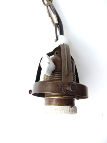 JUGENDSTIL DECKENLAMPE LAMPE MESSING GLAS SCHIRM - Bild 12 von 15