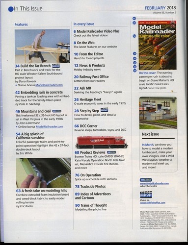 Model Railroader Magazine February 2018 Bowser SD40-2F diesel tested - Picture 2 of 2