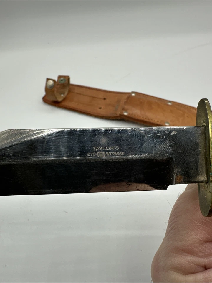 Vintage TAYLOR WITNESS SHEFFIELD ENGLAND Stag Handle Fixed Blade Knife &Sheath - Image 2 of 4