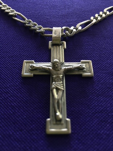 "Colgante cruz crucifijo de plata de ley 925 de 2" con cadena Figaro de plata de 24"" 40 g" - Imagen 2 de 9