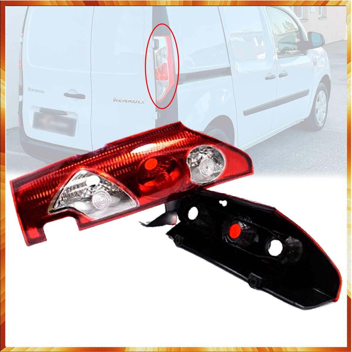 Feu Arrière Droit RENAULT Kangoo 2008-2012 - Compatible OEM 8200419952 - Version 2 Portes