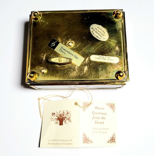 Caja de baratijas musicales vitrales querubines Vermont saludos FUNCIONA EE. UU. DE COLECCIÓN ¡NUEVO! - Imagen 8 de 13