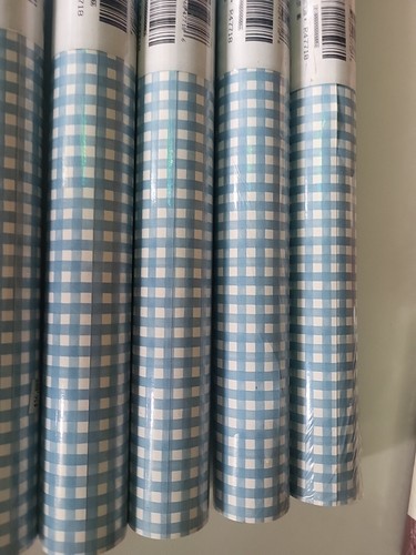X5 Vintage New Encore Wallpaper Vinyl BLUE CHECKERED Pattern SEALED N.O.S - Picture 3 of 10