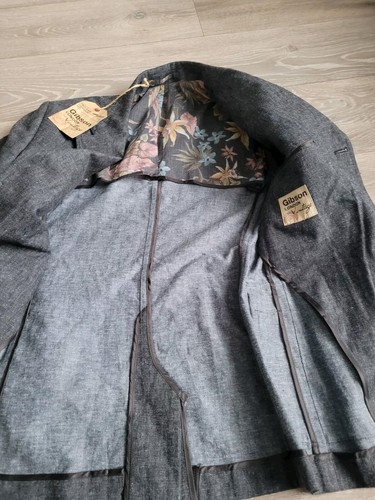 GIBSON LONDON Hombre Denim Look Traje Chaqueta Informal Oficina Blazer Talla 36R PVP £210 - Imagen 11 de 14