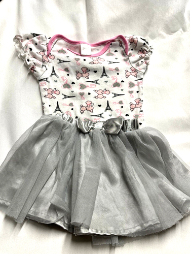 Paket 024 - Baby Mädchen rosa grau Einteiler und Rock - Größe 9m