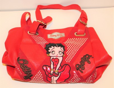 New Betty Boop Beaded Red Earrings White Handbag Purse Shoulder Bag New Betty Boop Beaded Red Earrings