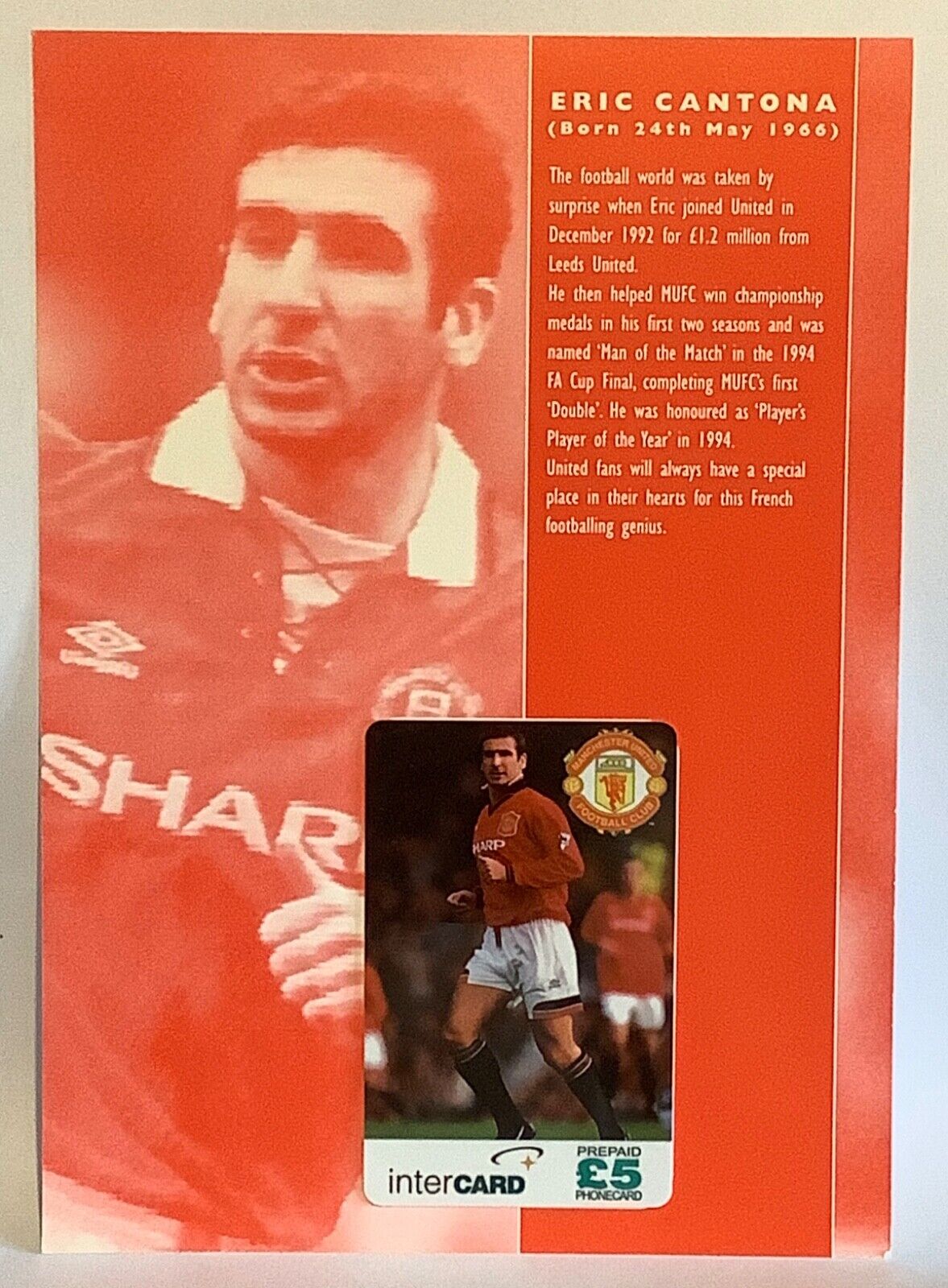 Manchester United Phone Card Collection 1996 Intercard Eric Cantona