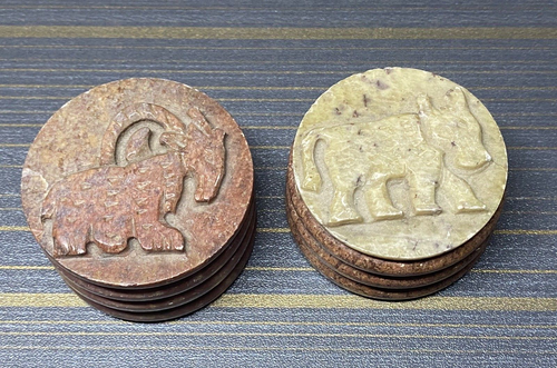 Antique Vintage SoapStone Trinket Box Engraved Chinese Zodiac Signs Ring Jewelry - Picture 3 of 24
