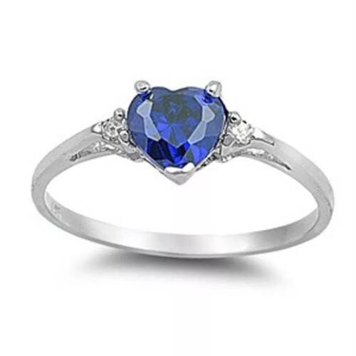 Men Women 8MM Stainless Steel CZ Heart Ring Band Size 6-12 Engagement Wedding - Picture 6 of 9