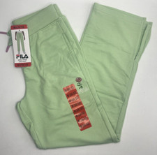Girls Size M 10/12 FILA Elastic Waistband Wide Leg Pants With Drawstring Green
