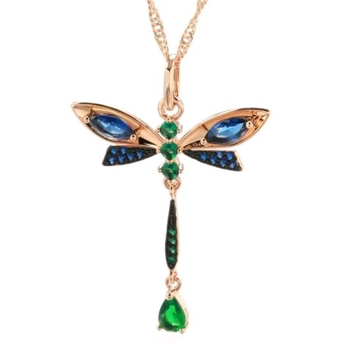 Schöne Halskette Libelle 585er Rolled Roségold Walzgold mit Zirkonia Kristallen  - Bild 6 von 6