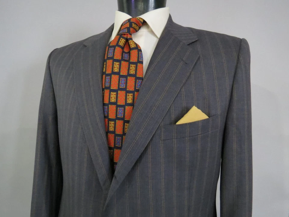 Traje Dormeuil Savile fila carbón doble raya lona completa a medida 42 R Foto 2 de 4